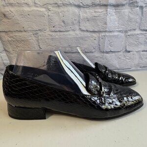 Magdesians California Black Leather Croc Embossed Loafers | Size 9.5N | USA Made